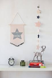 Fabric Wall Banner Star Print For Nursery Wall Decoration Pink Gray Wall Hanging Kids Wall Flag For Room Decor Decoracao Ideias Luzes Penduradas