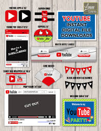 Youtube Theme Party Set Instant Digital Download Youtube Theme Youtube Party Birthday Party Themes