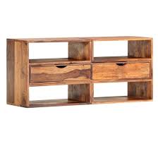A voir tous images avec 38 idées de design meuble télé original photos galerie vous. Home Meuble Tv Extensible 2 Tiroirs Bois Massif Fonce Roop 100 Cm Lestendances Fr