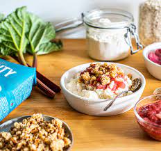 Spoon the batter over the rhubarb filling. Dainty Rice Rhubarb Crumble Rice Pudding Dainty Rice