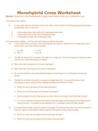 14 best images of genetics problems worksheet with. Monohybrid Crosses Worksheet Answers Nidecmege