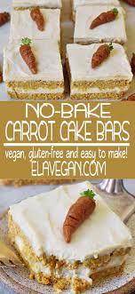No Bake Carrot Cake Bars Vegan Gluten Free Healthy Elavegan Carrot Cake Bars Baked Carrots Gluten Free Carrot Cake