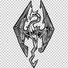 The Elder Scrolls V Skyrim Logo Video Game Dragon T Shirt Png Art Black Black And White Brand Coloring Book Elder Scrolls Skyrim T Shirt Png