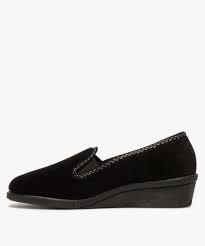 Finies les entorses et les chevilles tordues : Gemo Chaussures Chaussons Femme A Talon Compense Et Dessus Brode Noir Femme Gemo