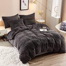 Maybe you would like to learn more about one of these? 5 Piece Duvet Cover Set Plush Fluffy Ultra Soft Faux Fur Comforter Cover With Faux Fur Pillow Shams Brushed Microfiber Pillowcases Queen Dark Grey Walmart Com Walmart Com