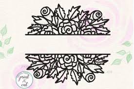 Download Download Wedding Floral Split Monogram Hand Drawn Simple Flowers Svg Dxf Cut Free Download Svg Karate