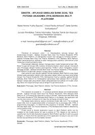 Maybe you would like to learn more about one of these? Pdf Simatik Aplikasi Simulasi Bank Soal Tes Potensi Akademik Tpa Berbasis Multi Platform