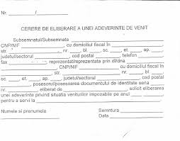 Însoțită de o copie a documentului de identitate a. Cerere De Eliberare A Unei Adeverinte De Venit