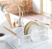 Dish Rack - Steel + Wood - White