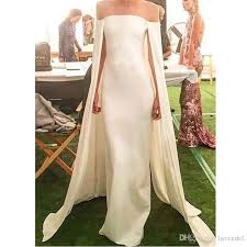 Elegant Ivory Satin Sheath Evening Gowns With Cape Strapless Off Shoulder Floor Length Formal Evening Dresses Vestido De Noite Evening Dresses Prom Prom Dresses Ball Gown Inexpensive Prom Dresses