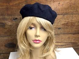 Vintage Basque French Navy Wool Beret, Navy Wool Hat, Winter Wool Hat,  Imported From France