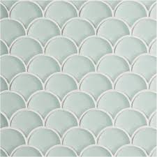 Glacier Light Green Glass Scallop Mosaic Tiles White Mosaic Tiles Mandarin Stone Green Mosaic Tiles