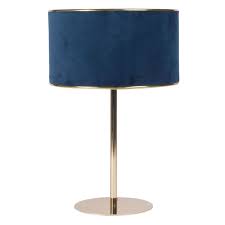 Gold Metal Lamp With Blue Velvet Shade Maisons Du Monde Lampes Bleues Velours Bleu Mobilier De Salon