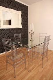 Designer Acrylic Dining Room Set Ghost Chair Table Polycarbonate Furniture A Table And 4 Chairs Casa Padrino Designer Furniture Clear Transpare Cozinha