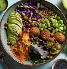 Vegan Falafel Buddha Bowl With Creamy Avocado Dressing Recipes Cauldron Foods Creamy Avocado Dressing Whole Food Recipes Healthy Recipes
