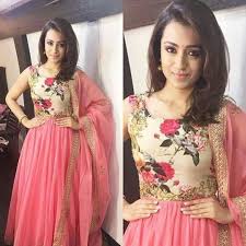 Partywear floral anarkali gown : Trisha Party Wear Floral Print Anarkali Dress Indian Outfits Indian Gowns