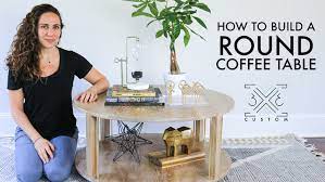 A beautiful wooden plank tops the pine bass. Diy Round Coffee Table 3x3 Custom