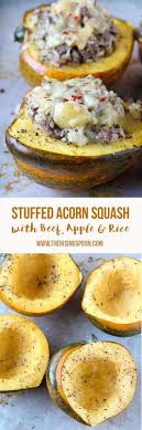 Stuffed Acorn Squash With Beef Apple Rice Recipe Recipes Food Acorn Squash