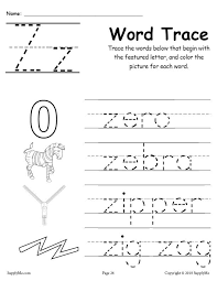 Pictures of 5 examples of each alphabet are given which can be very beneficial for your children. Letter Z Words Alphabet Tracing Worksheet Supplyme