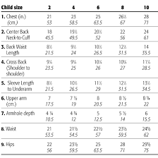 rigorous childrens measurement chart size chart for kids