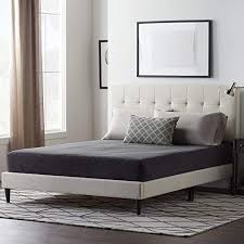 Lucid Upholstered Bed With Square Tufted Headboard Linen Inspired Fabric Sturdy Wood Build No In 2020 Tufted Headboard Upholstered Beds Tufted Upholstered Headboard