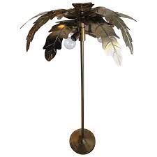 Gold palm tree floor lamp. Vintage Brass Gold Metal Palm Tree Leaf Leaves Frond Floor Lamp For Sale At 1stdibs