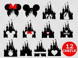 Disney Castle Svg Bundle Disney Castle Clipart Heart Head Etsy Disney Castle Silhouette Disney Silhouettes Castle Clipart
