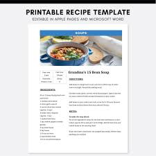 The most common recipe book meals material is paper. Editable Recipe Pages Apple Pages Microsoft Word Cookbook Etsy Recipe Template Recipes Food Printables