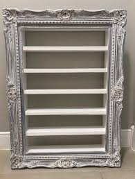Classic Colonial Style Wood Picture Frame With Display Shelf Distressed White Vintage Frame Custom Shelf Custom Display Custom Frame Bild Auf Holz Bilderrahmen Dekorieren Bilderrahmen Holz