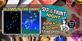 Glowing Fireflies Sip & Paint Night at Great Mane