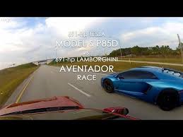 Watch A Tesla P85d Out Sprint A Lamborghini Aventador Yahoo Autos Tesla Lamborghini Aventador
