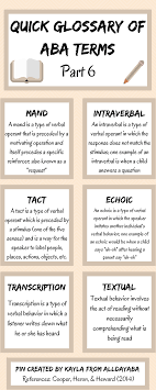 Quick Glossary Of Aba Terms Part 6 Aba Therapy For Autism Therapy For Autism Verbal Behavior