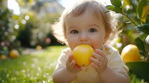 Free Toddler tasting lemon Image