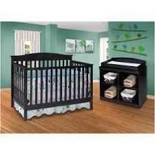 Delta Bailey 4 In 1 Fixed Side Crib And Changing Table Combo Black Crib And Changing Table Combo Cribs Nursery Essentials