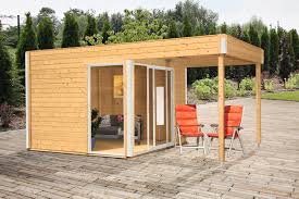 Durch das moderne flachdach und sein außenmaß von 380 x 260 cm ist es. Gartenhaus Flachdach 500x300 Cm Holz Haus Bausatz Mit Terrassenanbau Vom Garten Fachhandler