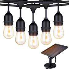 Amazon Com Foxlux Solar String Lights 48 Ft Led Outdoor String Lights Shatterproof Waterproof Pergola Lights 15 Hanging Sockets Light Sensor S14 Edison Bulbs Decor For Patio Backyard Garden Bistro Kitchen Dining