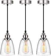 Track lighting has many of the same good qualities of however, because pendant lights are hanging down, adding more than three or four begins to make the kitchen look cluttered. Industrial Mini Pendant Lighting Clear Glass Shade Hanging Light Fixture Brushed Nickel Adjustable Vintage Edison Farmhouse Lamp For Kitchen Island Restaurants Hotels And Shops 3 Pack Amazon Com