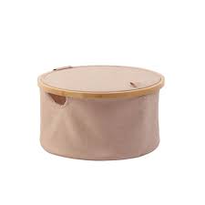 Find this pin and more on deco by bianca bînzari. Sherwood Home Linen And Bamboo Laundry Hamper With Cover Rose Gold Round Buy Online At The Nile