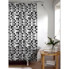 Black And White Shower Curtain Tiles Shower Curtain In Black White Vinyl Shower Curtains Black Shower Curtains Cool Shower Curtains