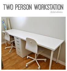 Create A Two Person Workstation Quickly And Inexpensively Two Person Workstation In 2020 Two Person Desk Ikea Home Office Home Office Space