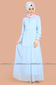 Firfirli Sifon Tesettur Elbise Akt3019 Bebe Mavisi Elbise Modelleri Elbise Elbiseler