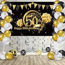 Whether you're trying to find a party idea for a husband, father, friend, or other, we've got you covered. Amazon Com Happy 50th Birthday Party Decorations Kit Black Gold Glittery Happy 50th Birthday Backdrop Banner Balloon Hanging Swirls For Men Women 50th Birthday 50 Years Old Party Decorations Supplies Toys Games