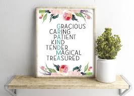 Grandma Acronym Wall Art Grandma Appreciation Art Gift For Etsy Diy Projects Gifts Mothers Day Cards Art Gift