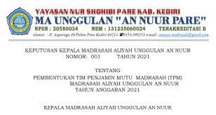 Sk Pembentukan Tim Penjamin Mutu Madrasah Tpm Ma Unggulan An Nuur