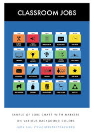 Elementary Classroom Jobs Chart 60 Pocket Icons Customizable Job Markers K 6