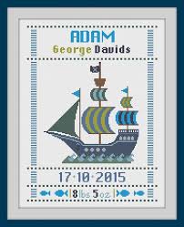 Better cross stitch offers this intricate angel announcement pattern free from their website. Cross Stitch Baby Birth Sampler Birth Announcement Pirate Ship Baby Boy Diy Customizable Pattern Instant Download Cross Stitch Baby Birth Sampler Cross Stitch Cross Stitch For Kids