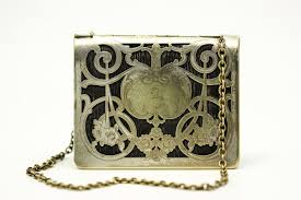 Black And Silver Purse Vintage Silver Purse With Black Leather Ornate Victorian Etsy Silver Purses Vintage Purses Purses