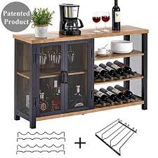 Both have drawers, shelves, and compartments to provide what's needed at the dining table or the kitchen table, whether its serveware, glassware, table linens, or bottles of wine. Bon Augure Industrial Bar Cabinet For Liquor And Glasses Rustic Wood And Metal Wine Rack Table Accent Sideboard Buffet With Doors 47 Inch Vintage Oak Pricepulse