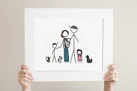 Custom Simple Stick Figure Family Portrait Family Etsy Family Drawing Stick Figure Family Stick Figure Drawing