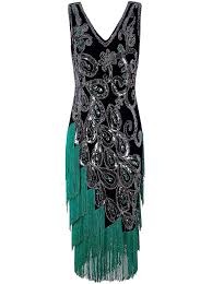 Women S Vintage 1920s Style Peacock Sequin Roaring 20s Gatsby Party Flapper Dress In 2020 Vintage Flapper Dress Great Gatsby Prom Dresses 1920s Fashion
